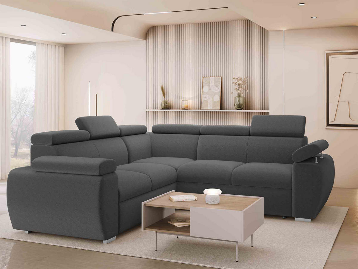 ECKSOFA Boston Maxi - Chromfarben/Grau, Holz/Textil (260/260cm) - MIRJAN24