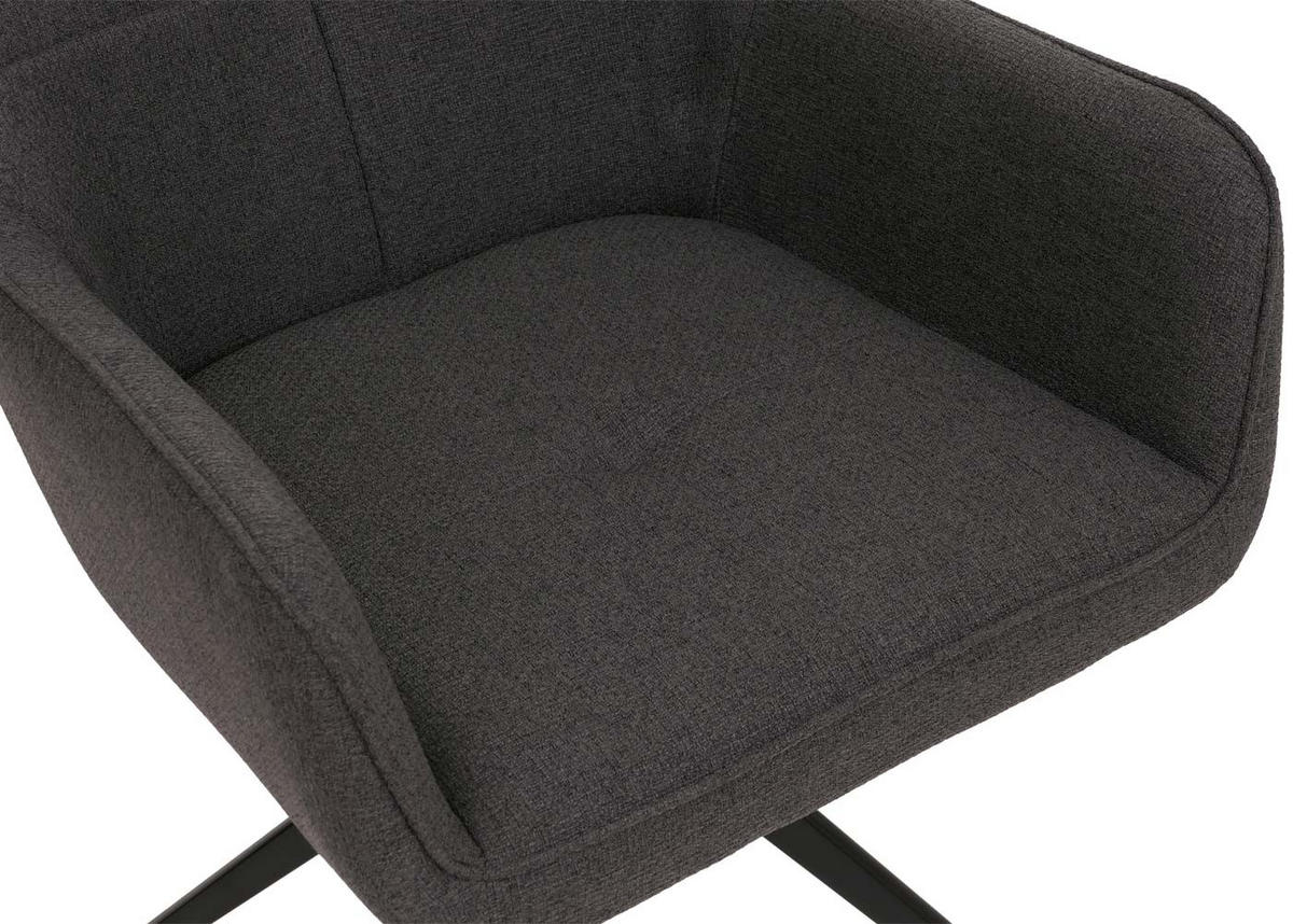 2ER-SET Esszimmerstuhl | HxBxT 80x53x59cm | Sitzhöhe 41cm | Stoff/Textil (270g/m²) | Grau | Küchenstuhl Armlehne - Grau, Textil (53/80/59cm) - CHEFGASTRO