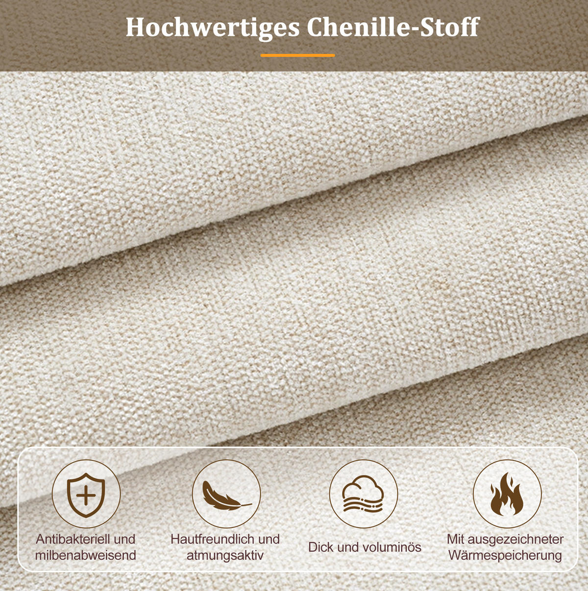 BETT mit Lattenrost 180x200 cm Chenille Beige - Beige, Holz (180/200cm) - Meubliv