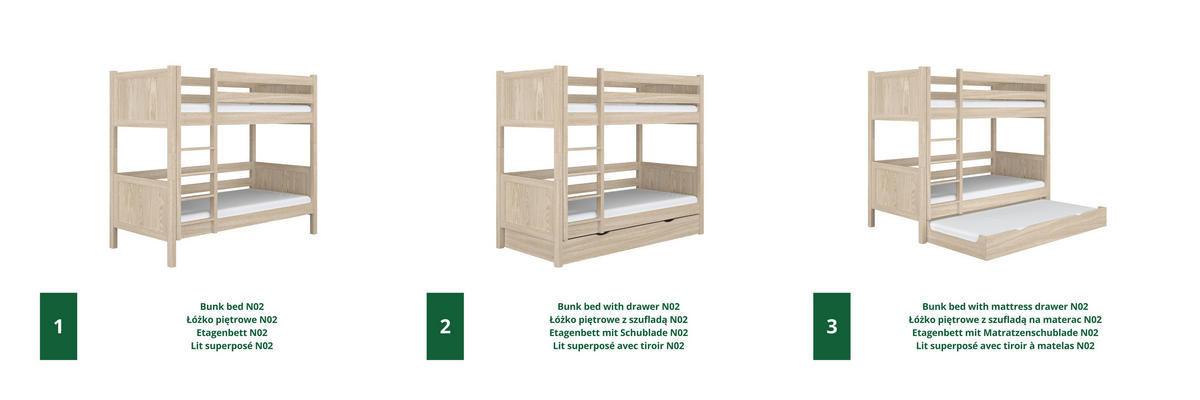 ETAGENBETT N02 Sonoma Eiche 90/200 - Sonoma Eiche, Naturmaterialien/Holz (90/200cm) - N-Wood