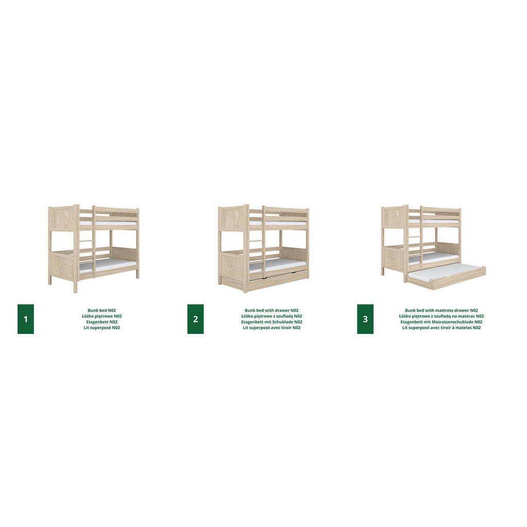Thumbnail - N-Wood Etagenbett, Sonoma Eiche, Holz, Echtholz,Eiche, 1 Schubladen, 100x200 cm, FSC 100%, EN 71, Handmade in Europe, He...