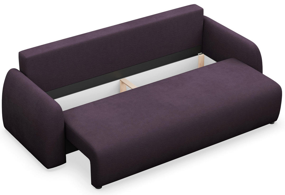 3-SITZER SOFA Nubelle violett Chenille-Bezug, wasserabweisend - Lila/Schwarz, Kunststoff/Textil (244/85/93cm) - Selsey
