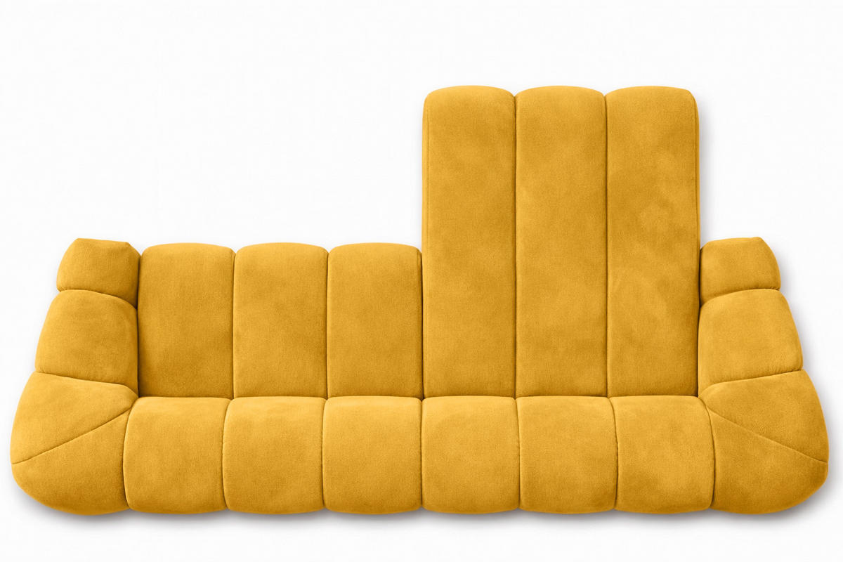 ECKSOFA Modulare L-Form, Veloursstoff Bluvel, Golden, Rechts, CROISSANT L - Goldfarben, Holz (305/190cm) - Kaiser Möbel
