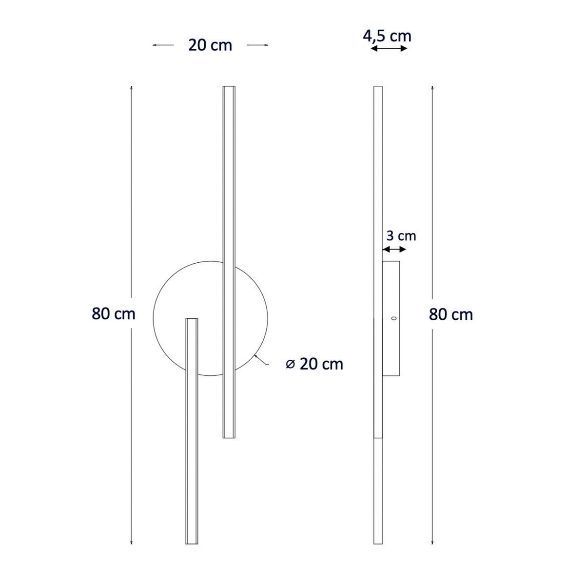 WANDLEUCHTE Pia, Messing, 80cm - Goldfarben, Metall (4/80/20cm) - KOSILUM