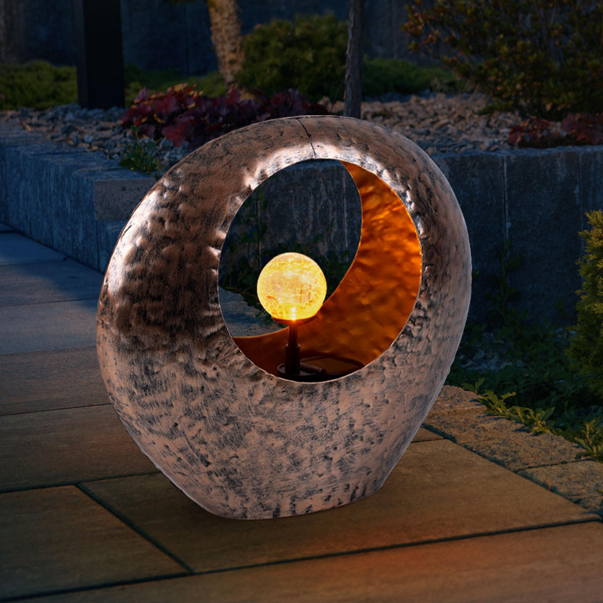 LED AUSSENLEUCHTE Solarlampe Messing - Messingfarben, Glas (35/13.5/37cm) - Globo Lighting