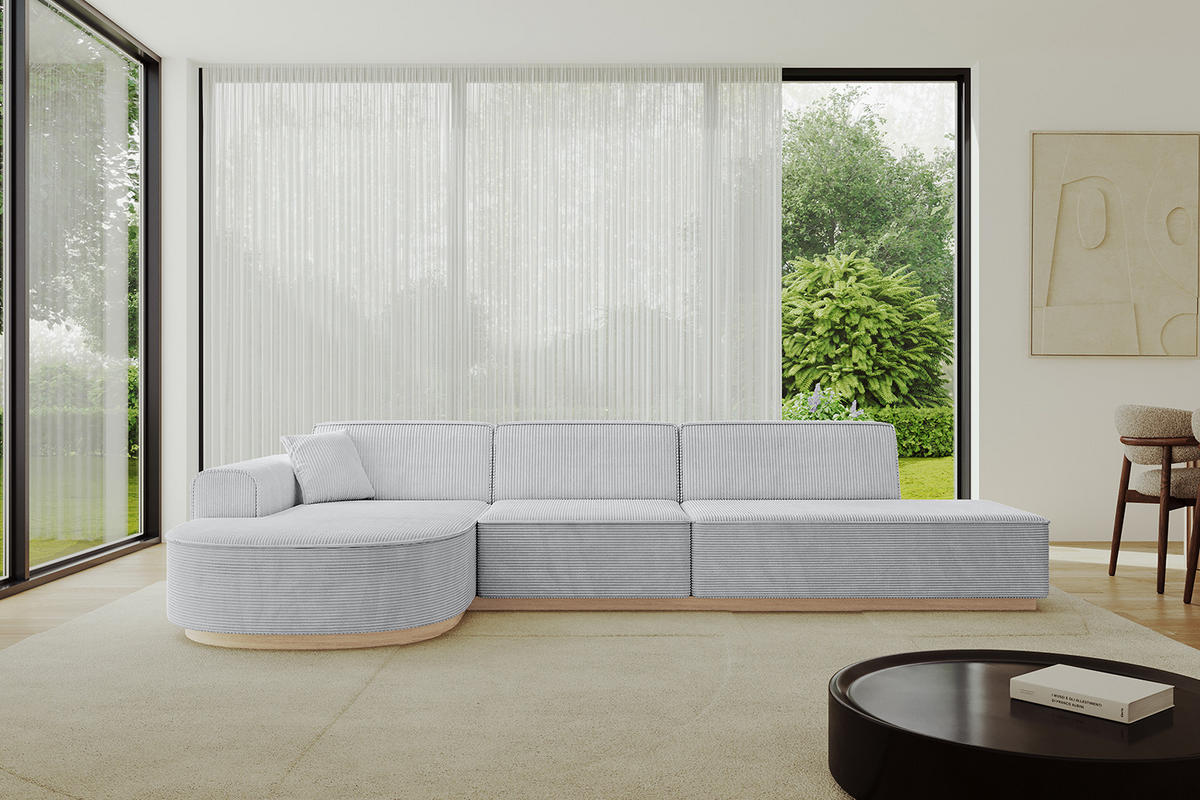 ECKSOFA Ottomane Links ARRIO-L2 - 328x171x83 cm Grau - Grau, Holzwerkstoff/Textil (328/171cm) - ALTDECOR