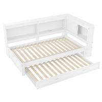 AUSZIEHBETT 90/200 cm DE-04990, mit LED, Steckdose, USB+Typ-C in Weiß - Weiß, Holz/Holzwerkstoff (90/200cm) - ComfortXL