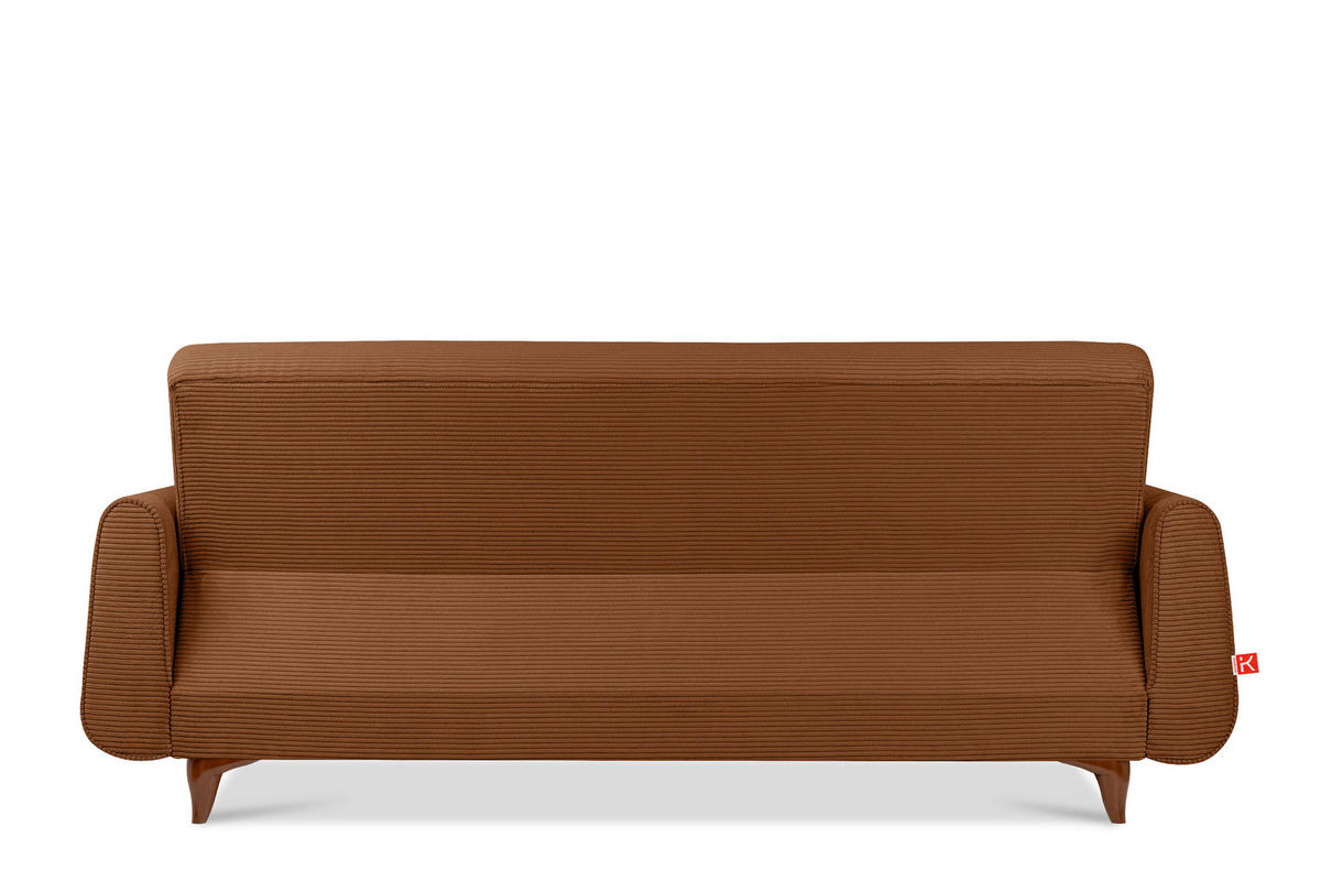 3-SITZER-SCHLAFSOFA GUSTAVO II mit Armlehnen, Orange - Orange, Holz/Holzwerkstoff (230/98/98cm) - KONSIMO®