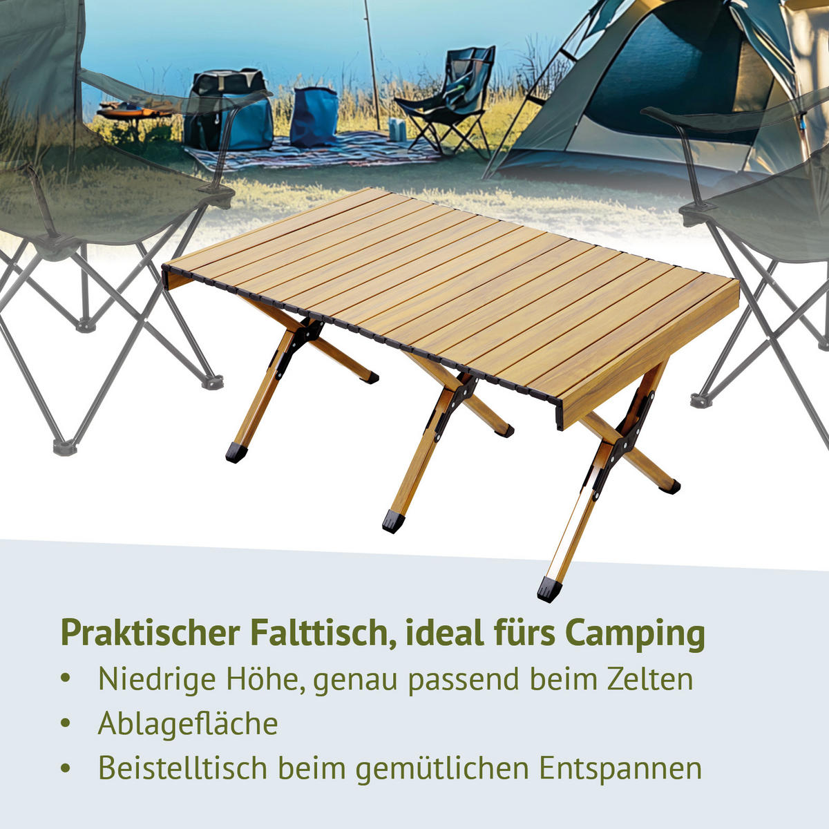 CAMPINGTISCH klappbar aus Aluminium Holzoptik - Naturfarben, Metall (60/119/44.5cm) - JAWINIO
