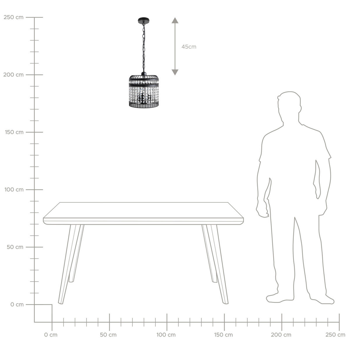 HÄNGELEUCHTE Celon 30/30/75 cm - Schwarz, Metall (30/30/75cm) - Beliani