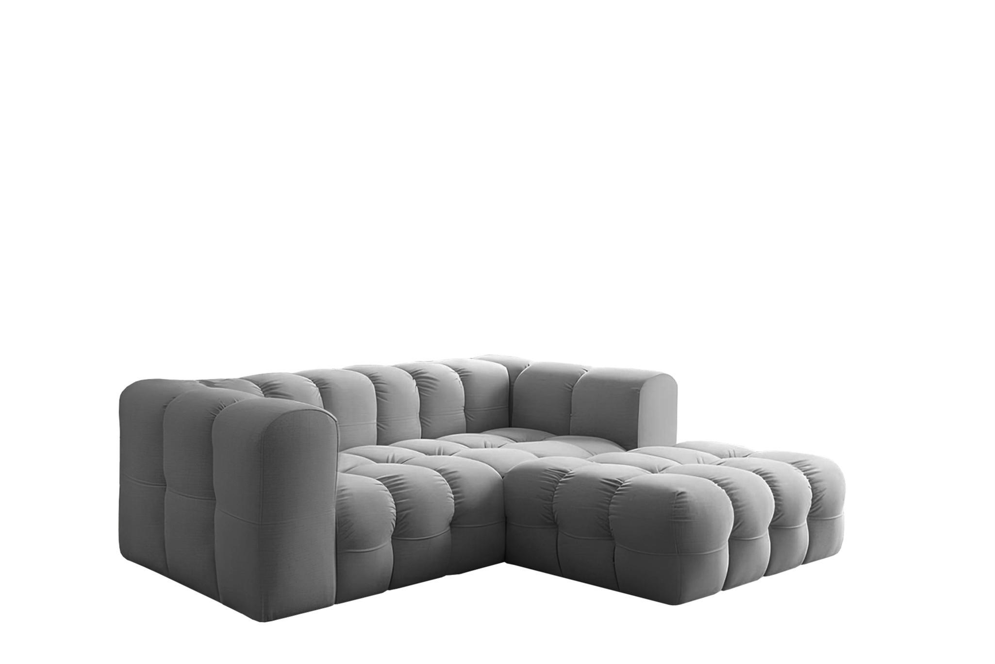 ECKSOFA Solvie Xs In Tiffani - Grau, Holzwerkstoff/Textil (239/193cm) - Fun Möbel