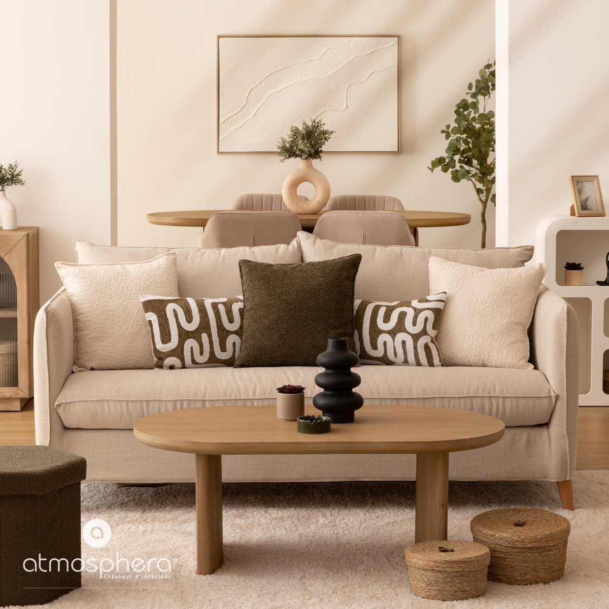 DEKOKISSEN Bouclé Soana 45/45 cm - Waldgrün, Textil (45cm) - Atmosphera Createur d´interieur