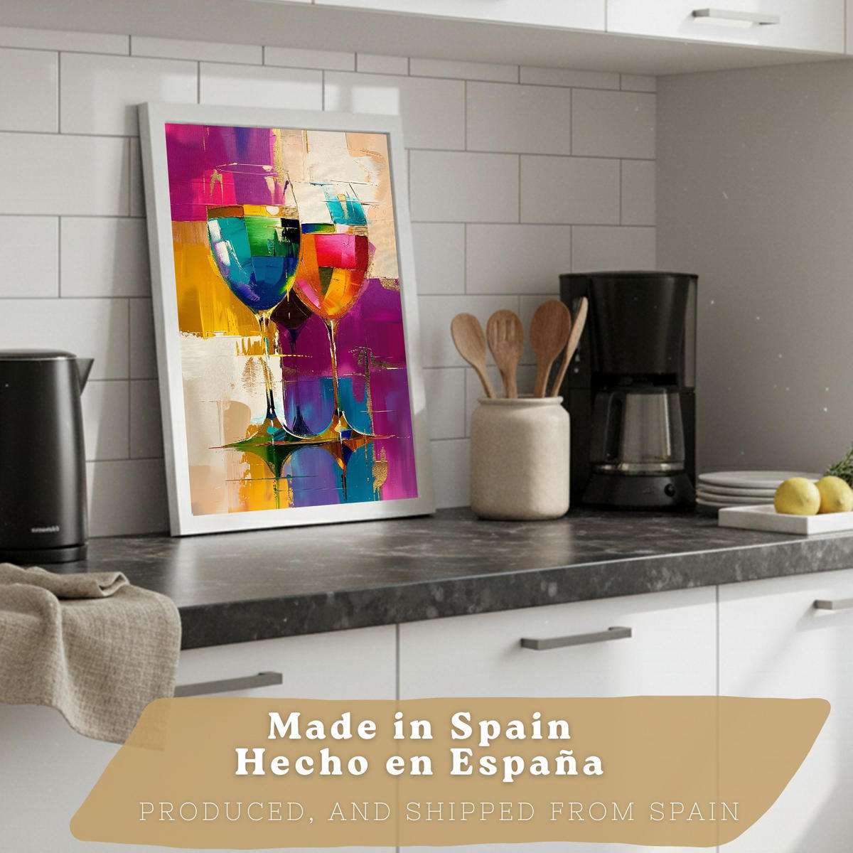 PLAKAT Sada 2 Pop Wine A3 Bílý rám - bílá, papír (29.7/1/42cm) - Nacnic