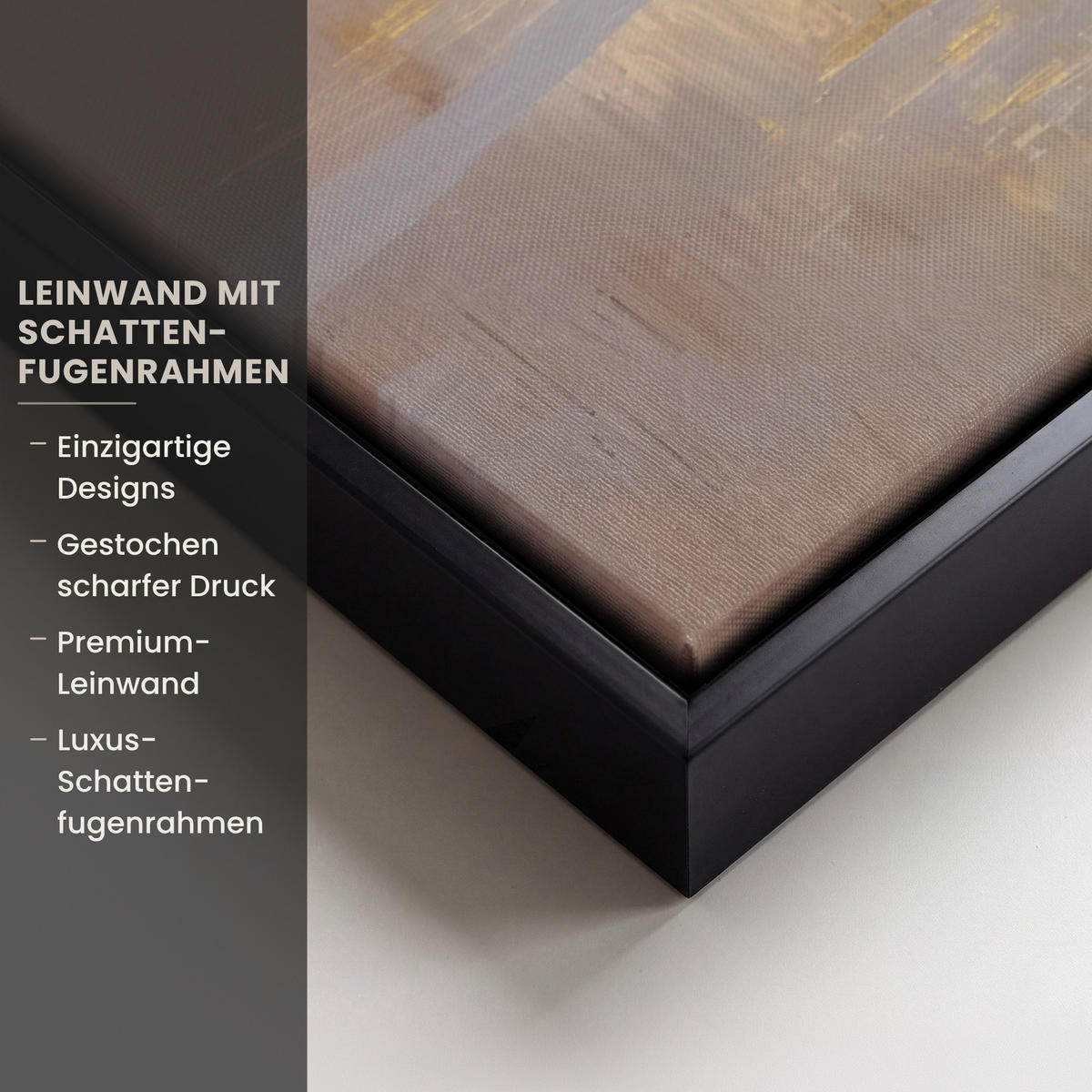 LEINWAND Bilder mit Rahmen - Gemälde - Welle - Jesus - Abstrakt - 80x60 - Goldfarben, Textil (80/60cm) - MuchoWow
