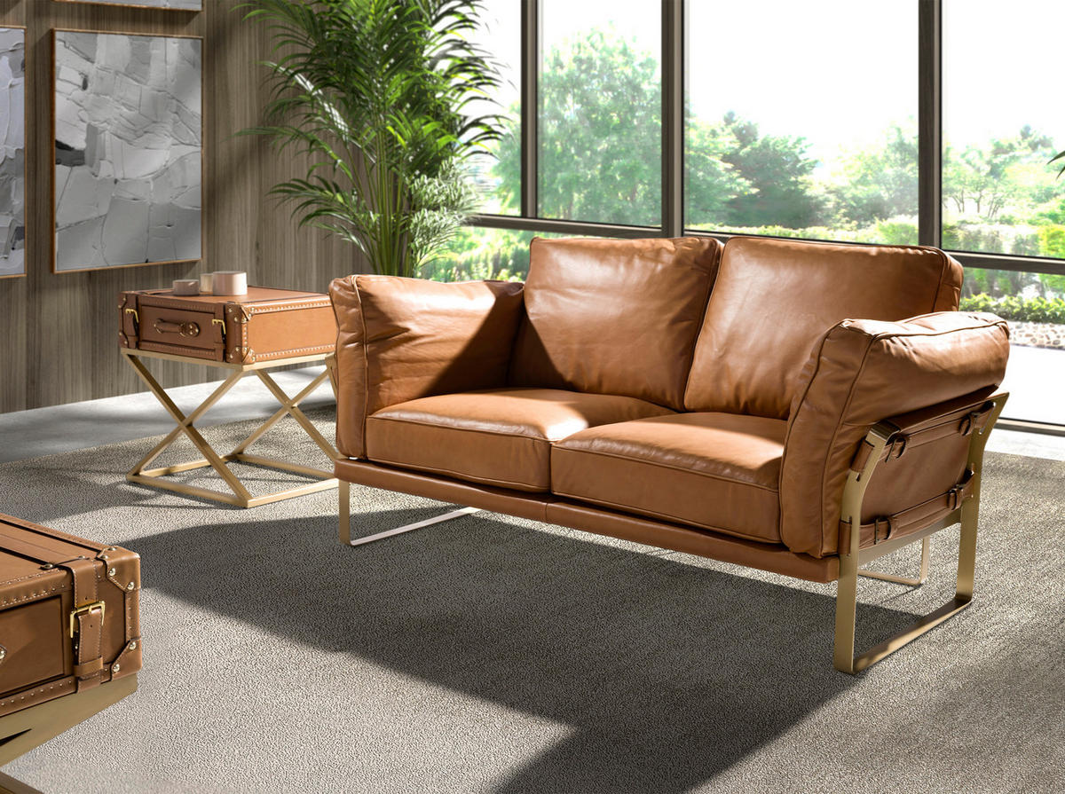 SOFA Klassisch Kamel Gold 160/90/84 - Braun, Leder (160/84/90cm) - ANGEL CERDA