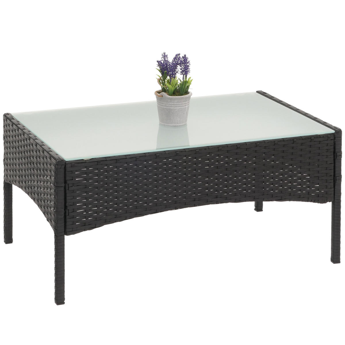 POLY-RATTAN GARTENTISCH rechteck Schwarz - Schwarz, Kunststoff (48/79/38cm) - MCW