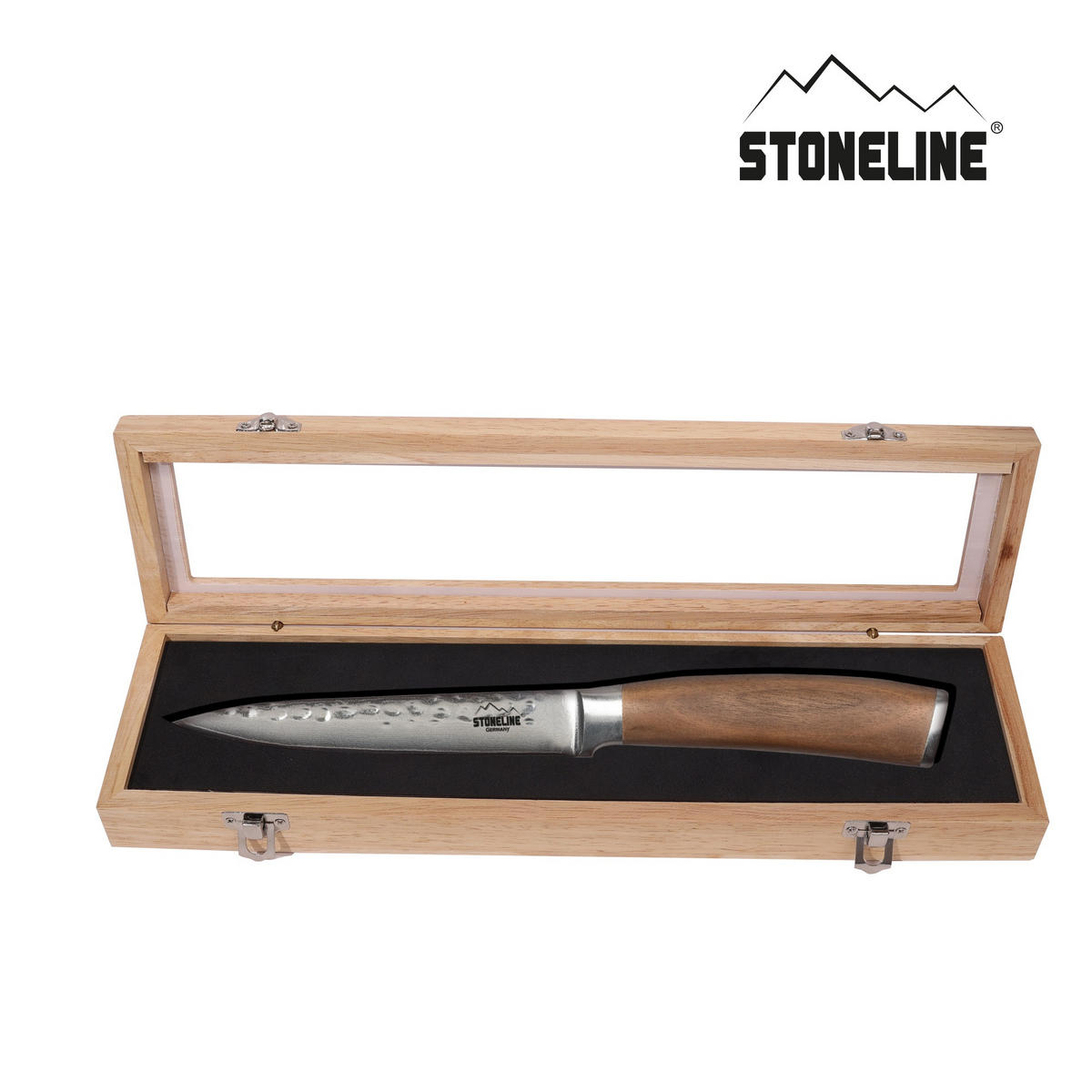 HAMMERSCHLAG DAMASTMESSER ALLZWECK-MESSER - Schwarz, Metall (12cm) - Stoneline