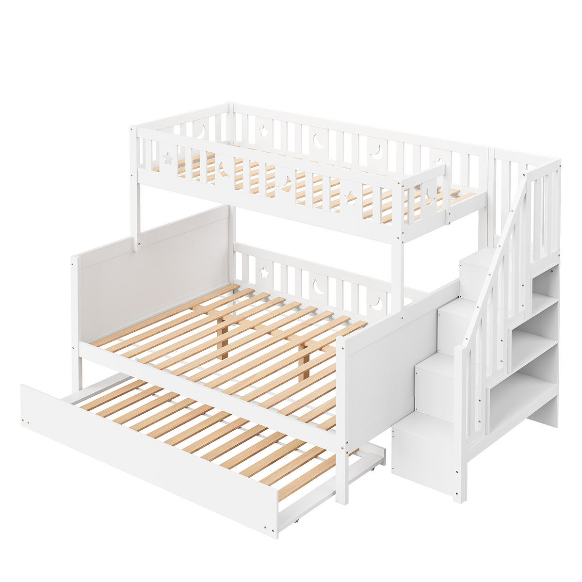 ETAGENBETT 90/200 cm mit Stauraum und Sicherheitsleiter weiß - Weiß, Holz (90/200cm) - OKWISH