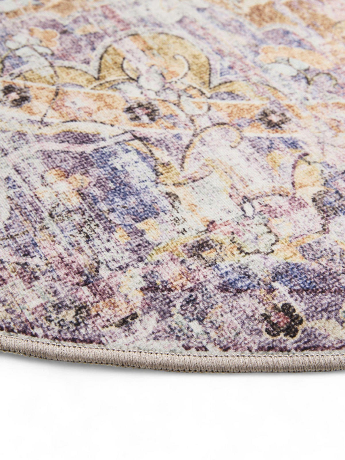 VINTAGE-TEPPICH George waschbar ø 160 cm rund - Lila/Multicolor, Kunststoff (160/160cm) - benuta