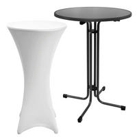 STEHTISCH Sylt Ø 70cm Grau mit Stella Stehtischhusse Ø 70cm Weiß - Weiß, Textil (70/70/110cm) - Beautissu 