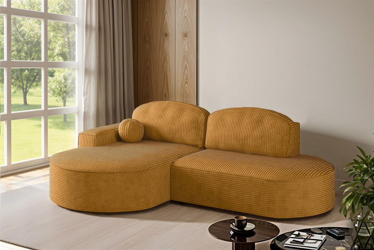 ECKSOFA Girona Mit Schlaffunktion - Gelb, Holzwerkstoff/Textil (278/179cm) - Fun Möbel