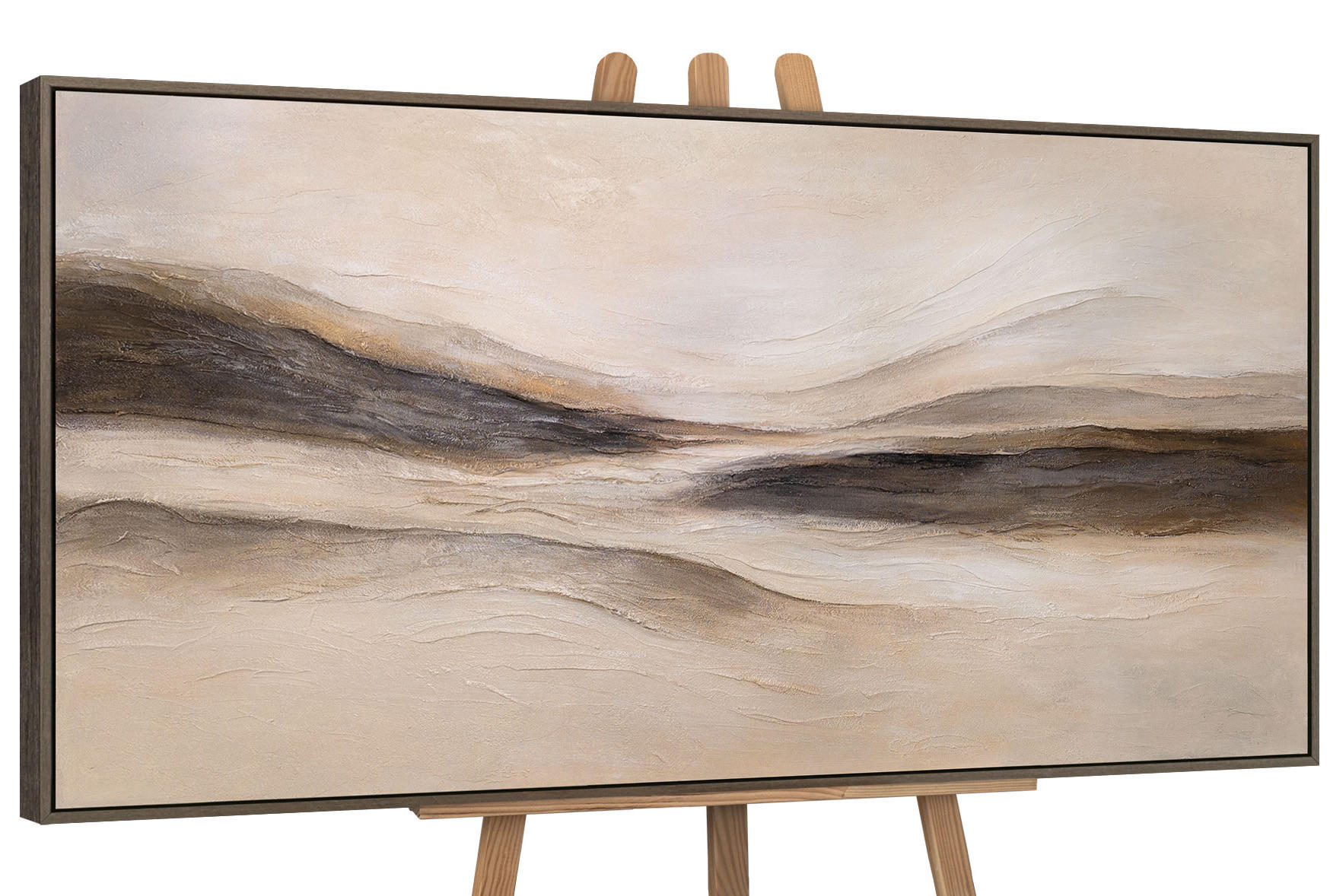 GEMÄLDE Spuren des Windes Schattenfugenrahmen Grau 160x80 cm - Grau, Holz (160/80cm) - YS-art gallery