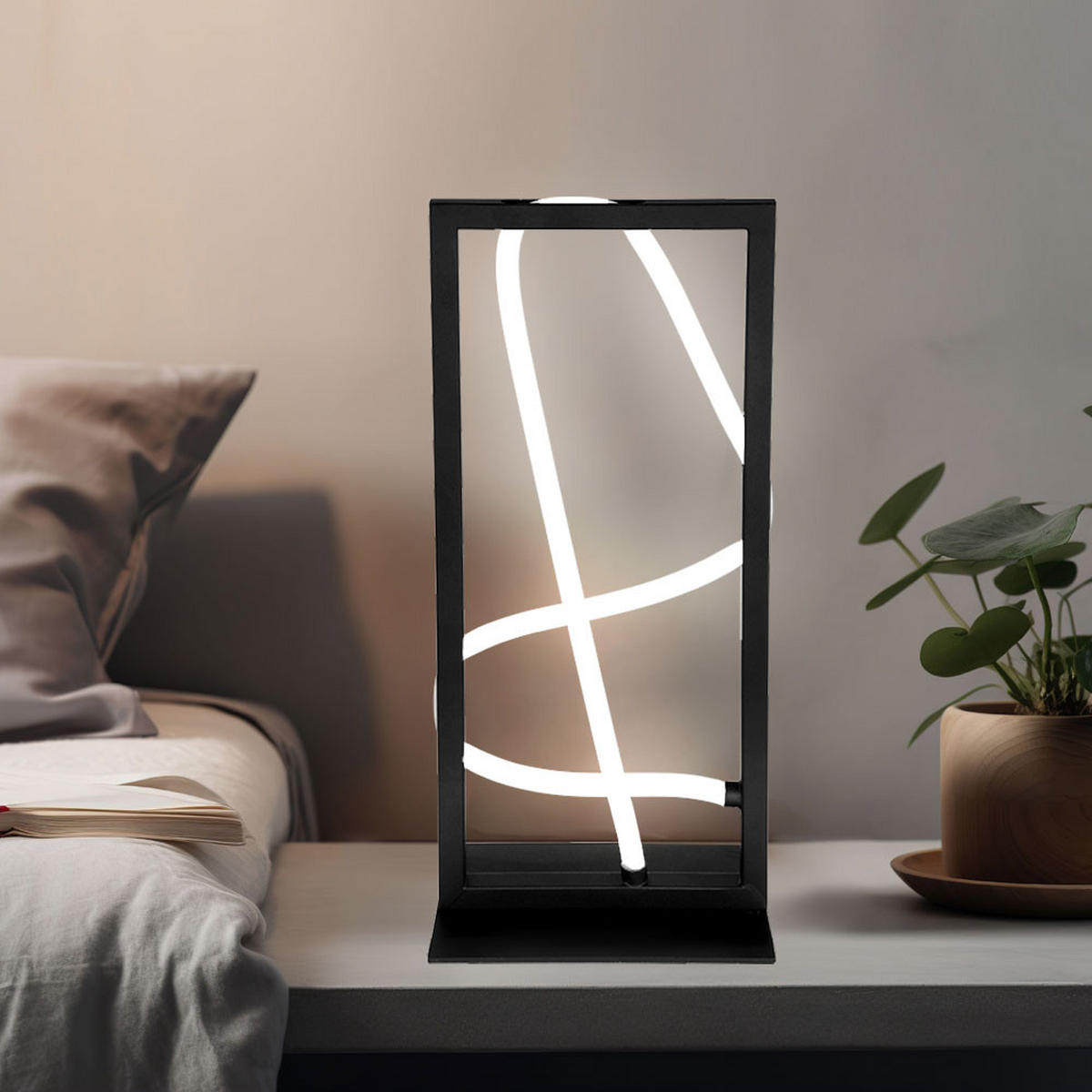 LED TISCHLEUCHTE KAIA Schwarz Metall - Schwarz, Metall (20/14/45.4cm) - Globo Lighting