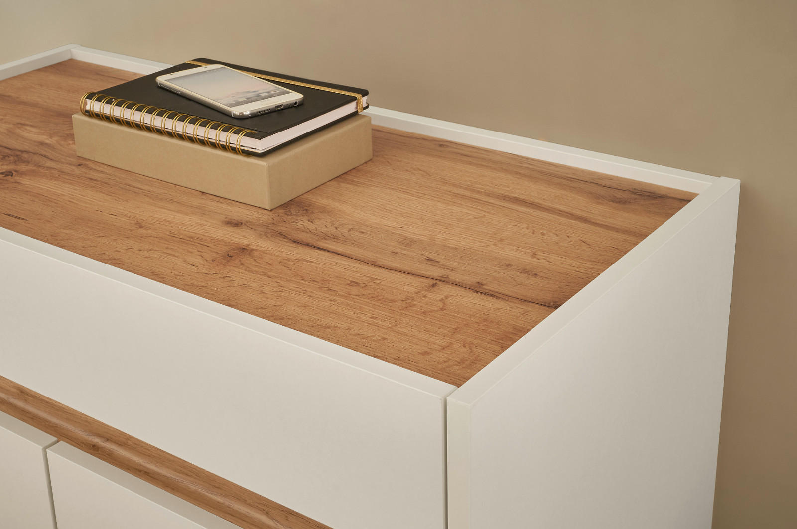 Thumbnail - Furn.Design Schuhschrank, Weiß, Eiche Wotan, Holzwerkstoff, Nachbildung,Eiche, Uni, 1 Fächer, 2 Schubladen, 80x70x40 cm,...