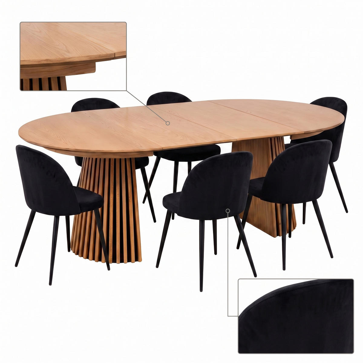MATGRUPP Tokyo för 6 personer 120 x 120 x 75 cm – natur - Naturfärgad/Honungsek, Trä/Träbaserade material (120/75/120cm) - ebuy24
