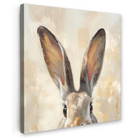 LEINWANDBILD Hase - Ohren - Braun Deko Groß 90x90 cm - Beige, Textil (90/90cm) - MuchoWow