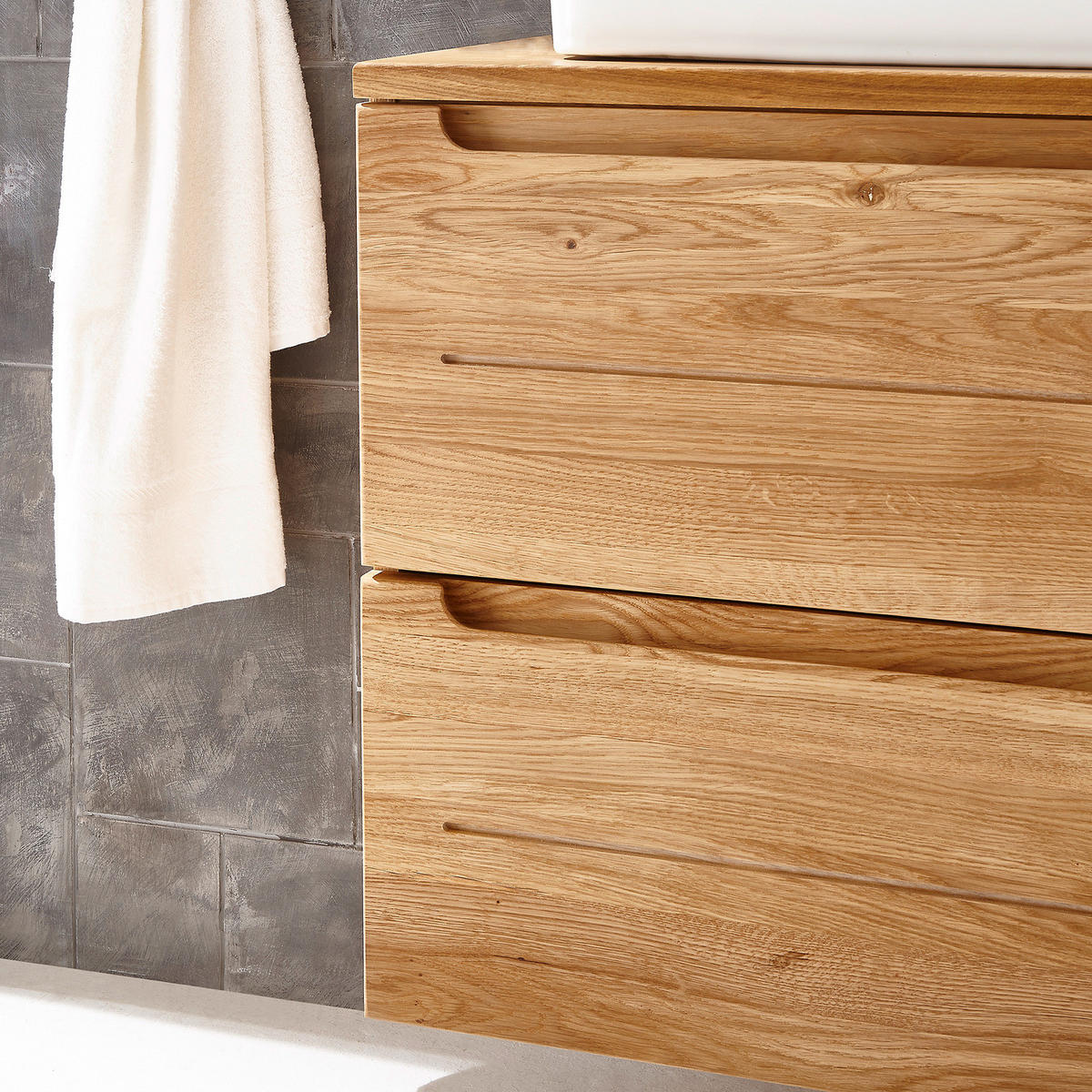 WASCHTISCHUNTERSCHRANK - Eiche teilmassiv - Eichefarben, Holz/Holzwerkstoff (42/54/42cm) - home24