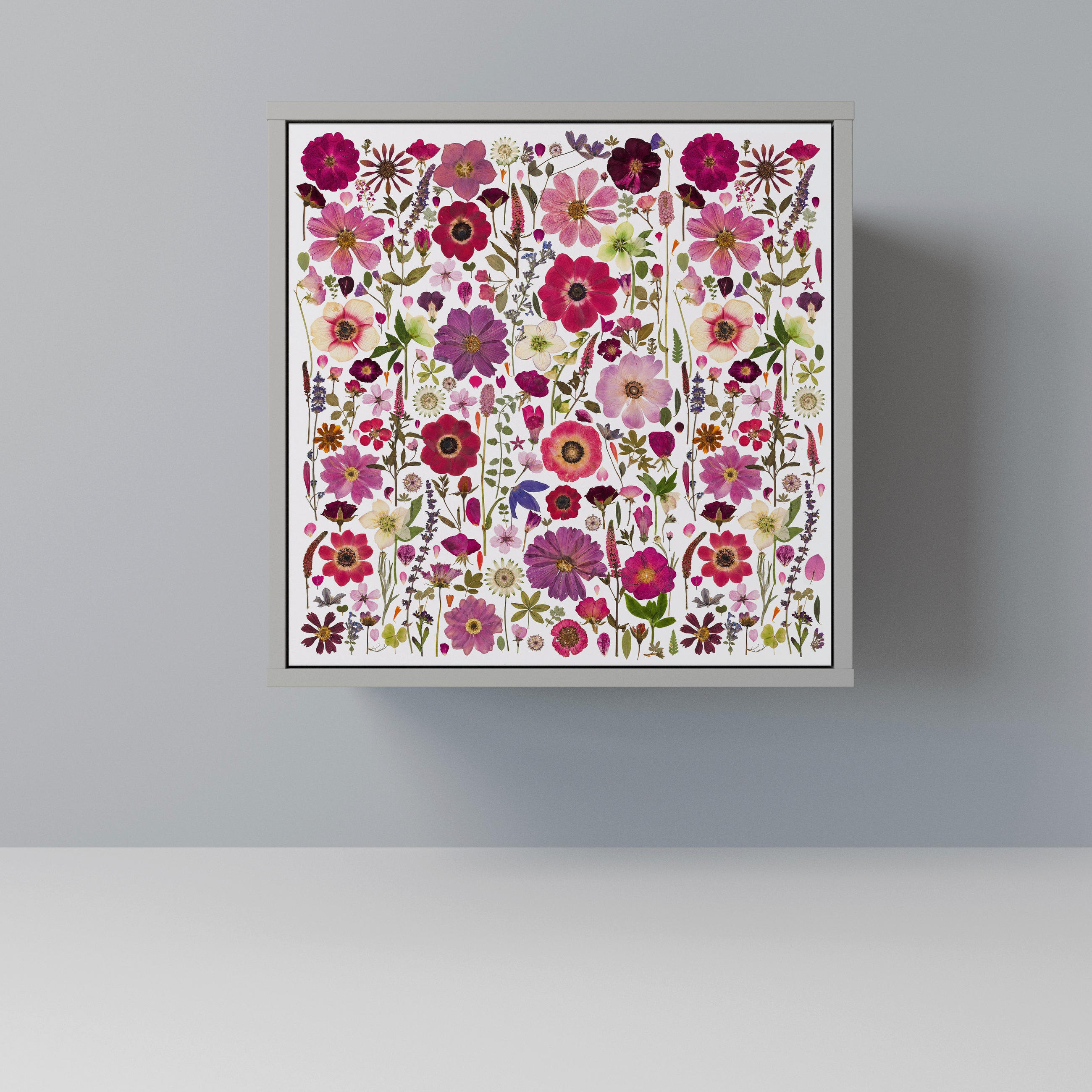 SIDEBOARD PETAL GARDEN, Grau, 57,5x42x57,5 cm, Ohne Füße - Multicolor/Grau, Holzwerkstoff (57.5/57.5/42cm) - SpaceRebels