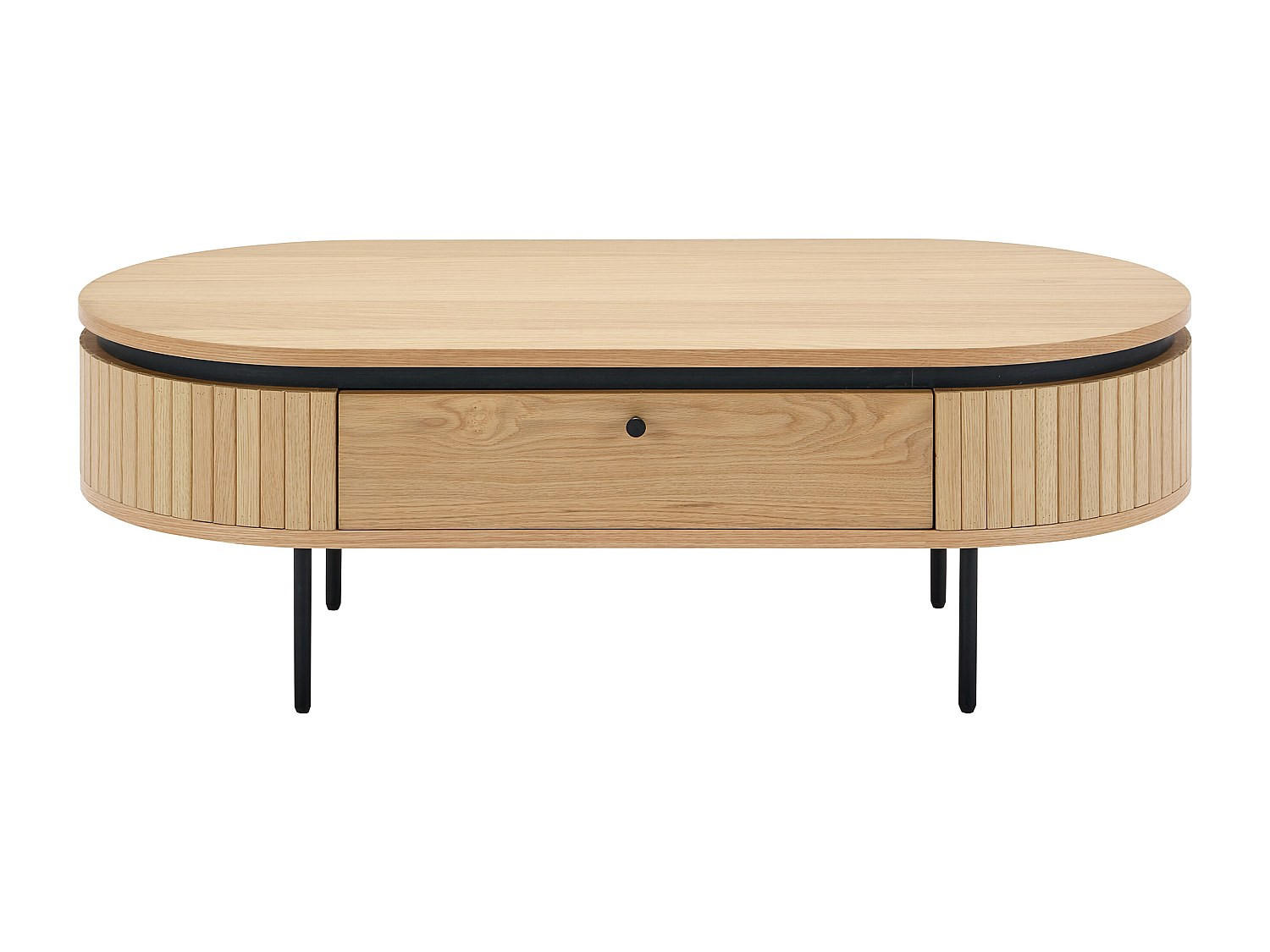 COUCHTTISCH nicht ausziehbar - 120 cmcm x 60 cmcm - Metall, Holz, Platte - Schwarz, Naturfarben Hell - CARDIONA - Schwarz/Naturfarben, Holz/Metall (60/120/40cm) - Vente-Unique