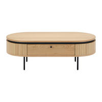 COUCHTISCH - 120 cmcm x 60 cmcm - Metall, Holz, Platte - Schwarz, Naturfarben Hell - CARDIONA - Schwarz/Naturfarben, Holz/Metall (60/120/40cm) - Vente-Unique