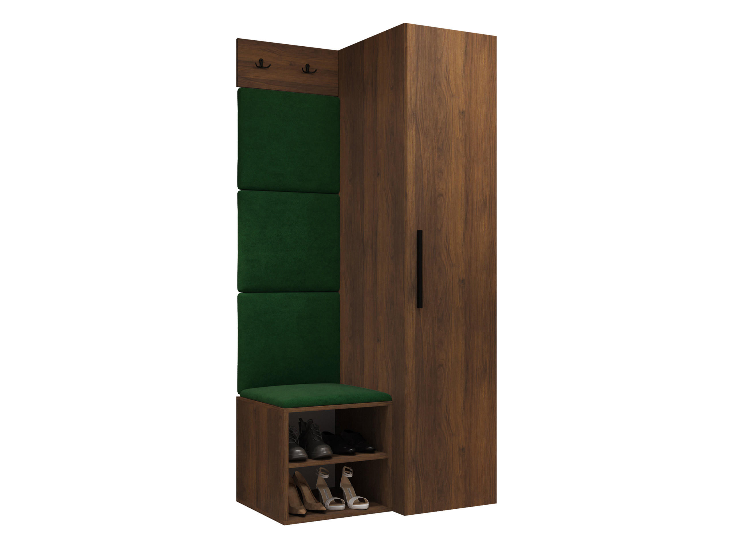 GARDEROBEN-SET Medi III - Nussbaumfarben/Schwarz, Holzwerkstoff/Kunststoff (40/191/50cm) - MIRJAN24