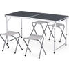 GARTENSET Tisch und 4 Stühlen, 120/60 cm, Höhenverstellbar - Dunkelgrau/Silberfarben, Metall - Outtec
