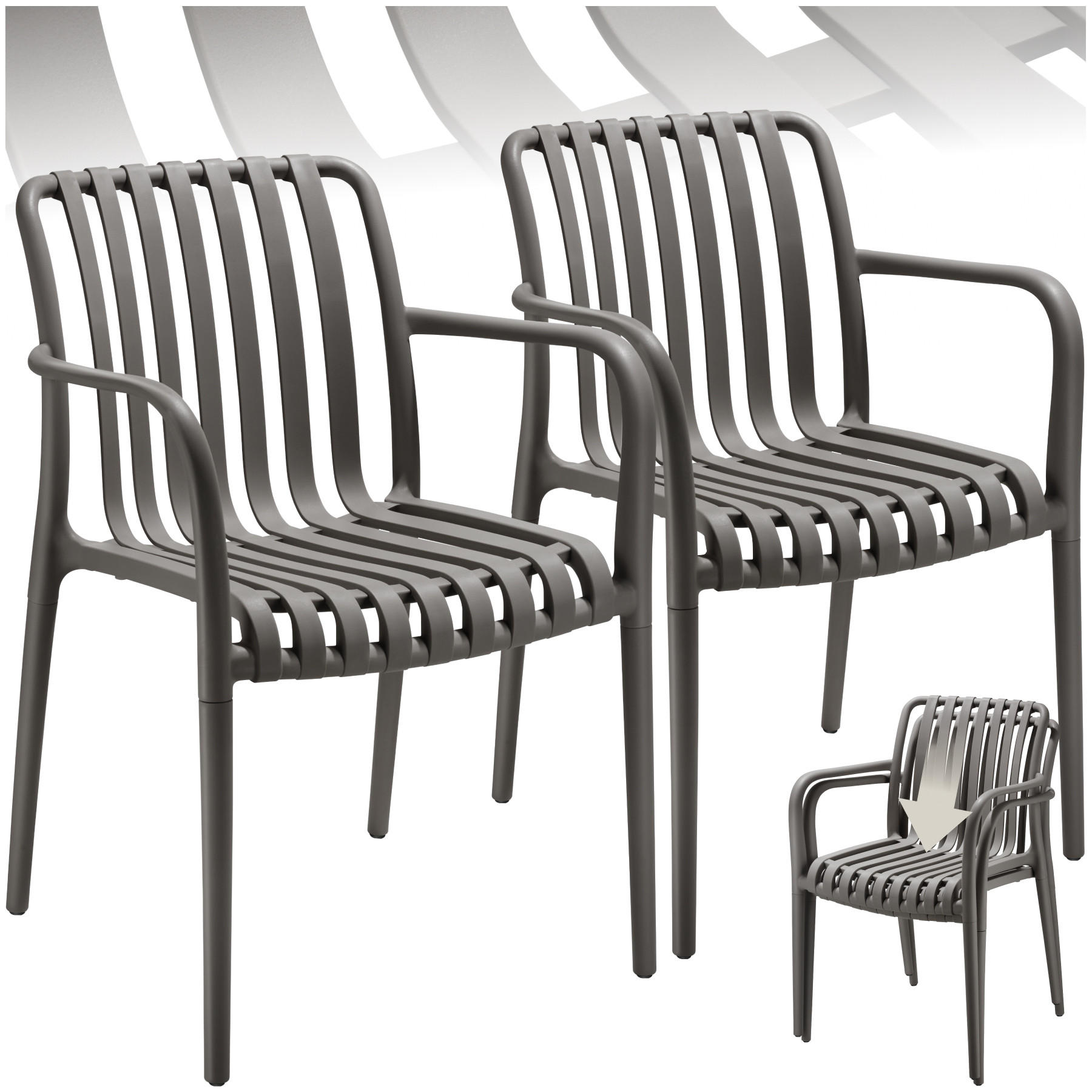 GARTENSTÜHLE Alcudia,54,5 x 58 x 80,5 cm, Belastbarkeit 120 kg,anthrazit - Anthrazit, Textil (54.5/80.5/58cm) - tectake