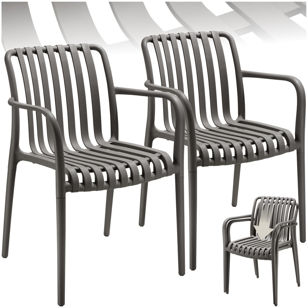GARTENSTÜHLE Alcudia,54,5 x 58 x 80,5 cm, Belastbarkeit 120 kg,anthrazit - Anthrazit, Textil (54.5/80.5/58cm) - tectake