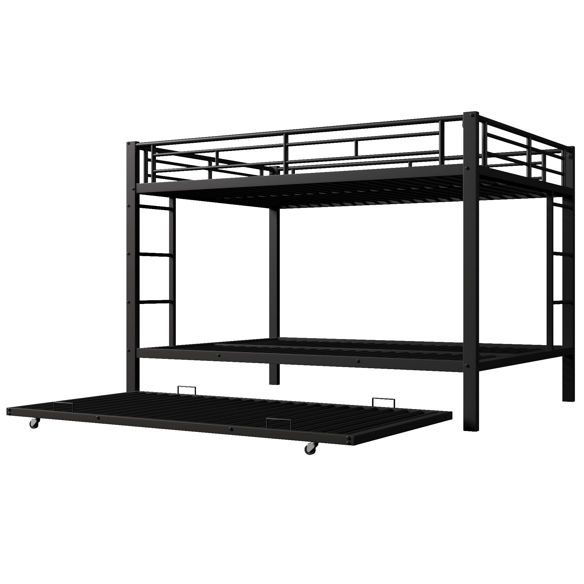 ETAGENBETT 140/200 cm Schwarz mit Ausziehbett 90/190 cm - Schwarz, Metall (140/200cm) - Oxeza