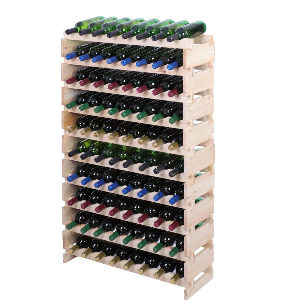 WEINREGAL VINOTECA FLEX PRO HxBxT 135x84x28cm 80 Flaschen auf 10 Ebenen Natur unbehandelt - Naturfarben, Holz (84/135/28cm) - PROREGAL