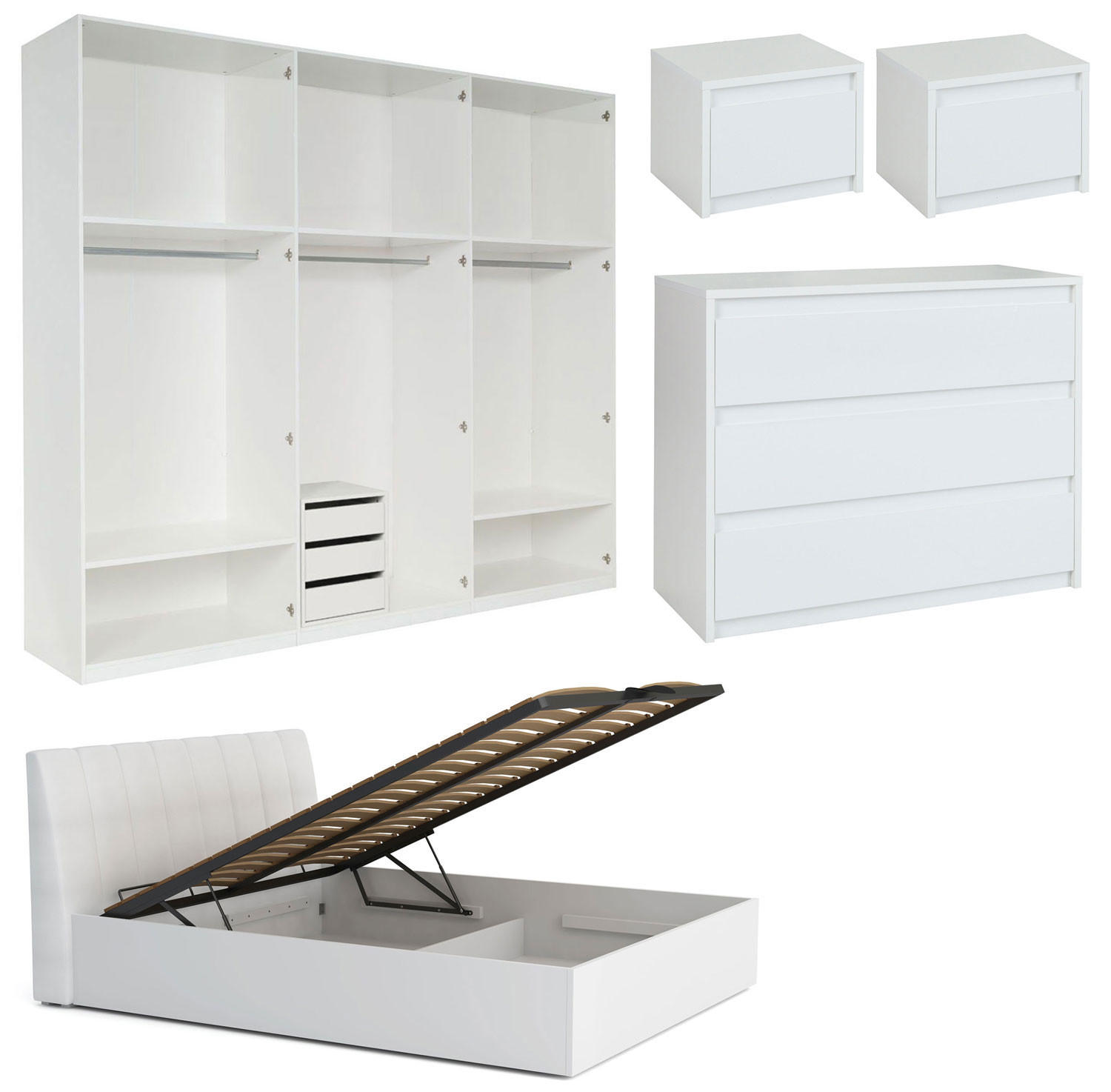 Feldmann-Wohnen Schlafzimmer-Set Weiß 180x200 cm