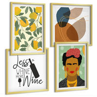 BILDER SET 4er Set - 50x50 cm & 40x60 cm Goldrahmen - Zitronenweinporträt von Frida - Goldfarben, Kunststoff (50/50cm) - TULUP