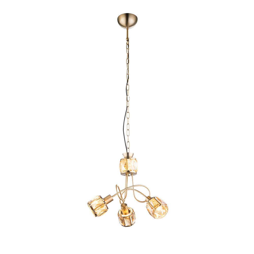 HÄNGELEUCHTE MERO Gold Kristalloptik - Goldfarben, Glas (38/38/130cm) - Globo Lighting