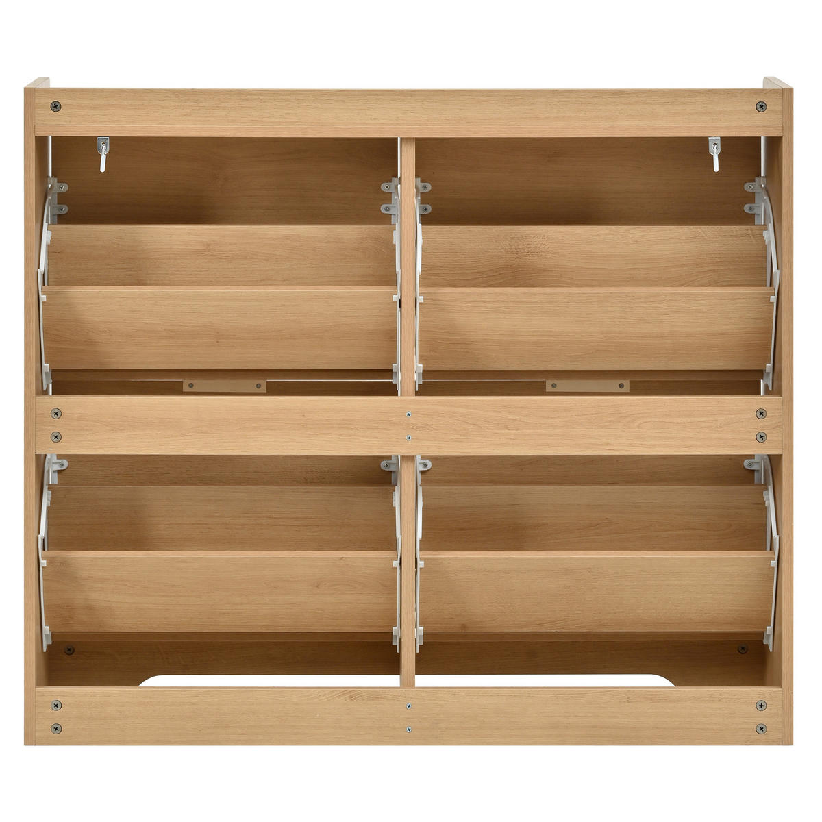 SCHUHSCHRANK aus MDF 105x24x90cm in Natur mit 4 Klappfächern - Naturfarben, Holzwerkstoff (105/90/24cm) - Modfu