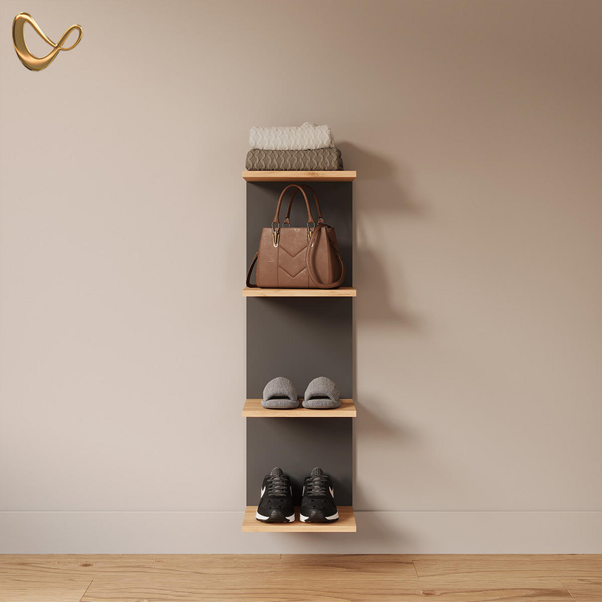 WANDREGAL Vesuvio Anthrazit 30 x 95 cm - Anthrazit, Holzwerkstoff (30/95/28cm) - Livinity®