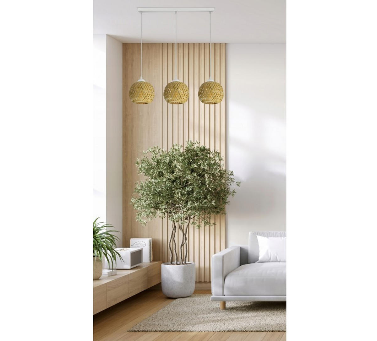 PENDELLEUCHTE BOHO - Beige/Weiß, Glas/Metall (15/70/100cm) - kiki design