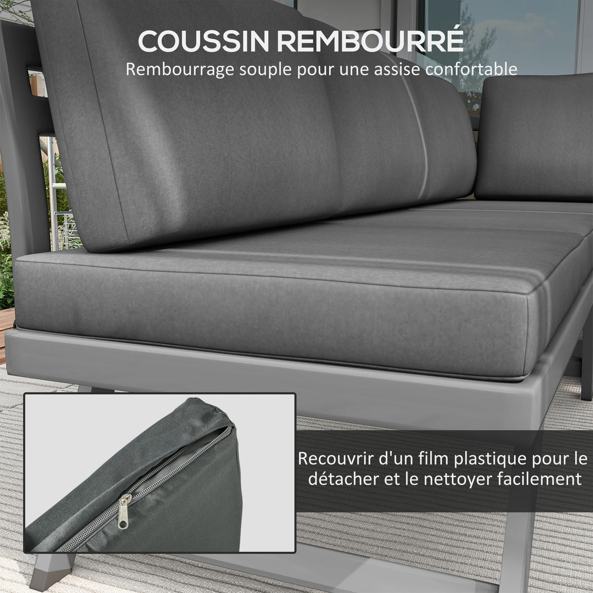 LOUNGEGARNITUR 4-teilig DE-13400 Weiß/Anthrazit - Grau, Textil - ComfortXL