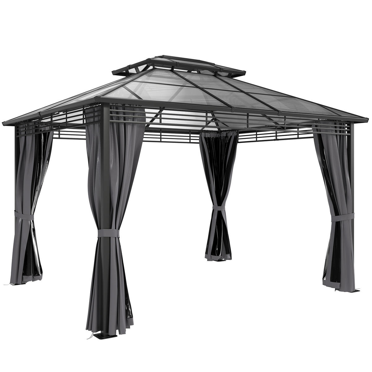 PAVILLON Metall Polycarbonat Dunkelgrau - Dunkelgrau, Metall (296/285/356cm) - Outsunny