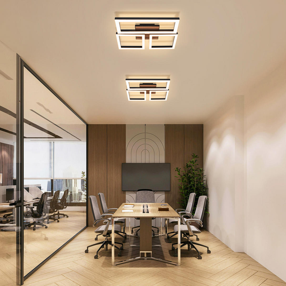 LED stropní svítidlo 37,5/31,5/5,5 cm - černá, kov (31.5/37.5/5.5cm) - Nettlife