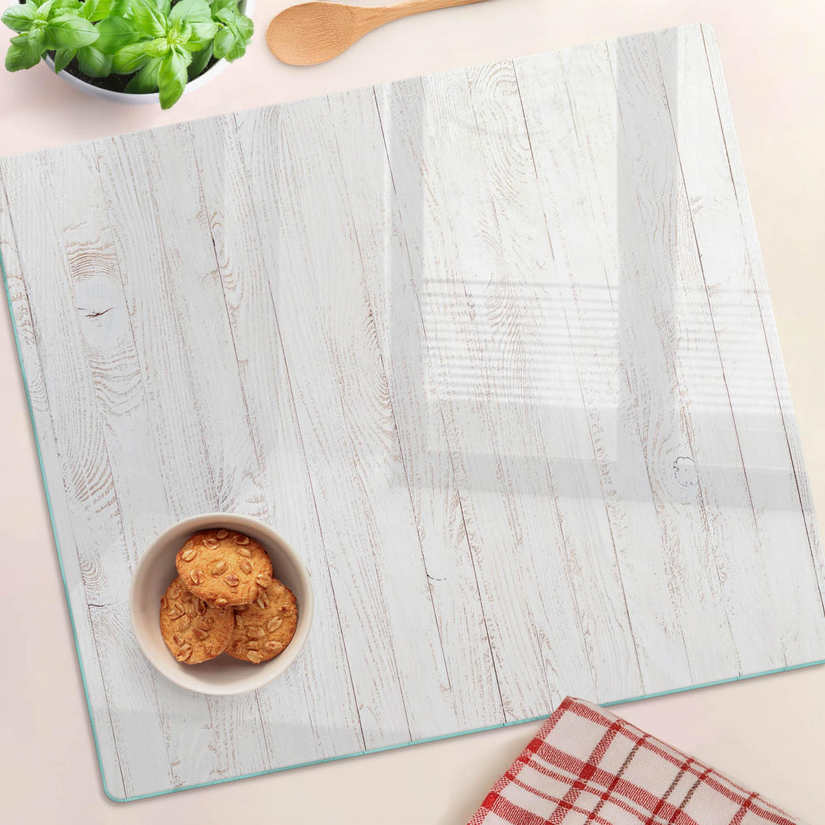 GLASPLATTE 60x52 cm Holz - Weiß, Glas (60/0.4/52cm) - TULUP
